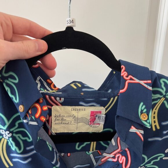 534 Chubbies Button Up Polo Size Medium Color Blue - Picture 2 of 4